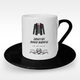 Leydi Collection Damat Kahvesi Tasarımlı Siyah 7 Türk Kahvesi Fincanı