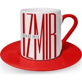 Leydi Collection İzmir Tasarımlı Kırmızı 1 Türk Kahvesi Fincanı