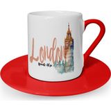 Leydi Collection London Tasarımlı Kırmızı 2 Türk Kahvesi Fincanı