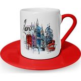 Leydi Collection London Tasarımlı Kırmızı 4 Türk Kahvesi Fincanı