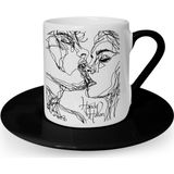 Leydi Collection Two Lovers Tasarımlı Siyah 1 Türk Kahvesi Fincanı
