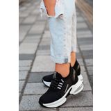 LEYDİ SHOES Frm-4007 Airbag Tabanlı Triko Siyah Kadın Spor Ayakkabı