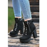 LEYDİ SHOES KCL-1005 Siyah Süet Platform Topuklu Bot