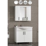 Leylak 80 cm Beyaz MDF Seramik Lavabolu Ayaklı Banyo Dolabı Takımı