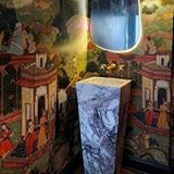 Leylak Cilalı Mermer Konik Ayaklı Kare Lavabo Ntrvs25 Beyaz
