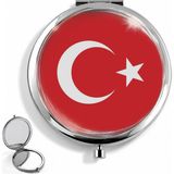 Leylaki Türk Bayraklı Cep Aynası | Ay Yıldız Desenli El Aynası | Yuvarlak Makyaj Aynası | Çanta Için Şık Tasarım