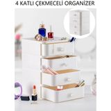 Leylart 4 Katlı Çekmeceli Takı Kutusu Makyaj ve Kozmetik Düzenleyici Çekmece Ofis Masa Düzenleyici - 0,1 L