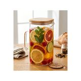 LeylArt Bambu Kapaklı , Vakumlu Cam Sürahi , 1500ml