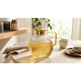 Leylart Borosilikat Cam Şeffaf Salyangoz Desenli Filtreli Sürahi 2500 ml | Buzdolabı Kapağına Uygun | Isıya Dayanıklı | Çay & Detoks Sürahisi - 2,5 lt