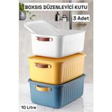 Leylart Boxsıs 3 Adet 10 Lt Mix Düzenleyici Kapaklı Kutu Dekoratif Dolap Içi Organizer kutu - (No Color)