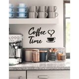 Leylaser 3mm Ahşap Mdf Coffee Time Yazısı - 27*44 - Siyah
