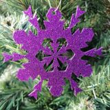 Leylaser Mor Kar Tanesi Simli Eva Ağaç Ve Hediye Süsü 8x8cm 6lı