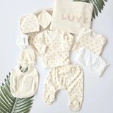 Leylek Cg Kids Bebek Hastane Çıkışı 10'lu %100 Pamuk Kalpli Love Detaylı 0-3 Ay - Krem - 0 - 3 Ay