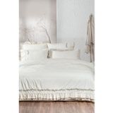 Leyna Battal Boy Nevresim Takımı %100 Organik Pamuk Keten El Nakışlı Krem 240x220 Cm