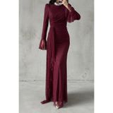 leyuze Lace Tesettür Abiye Bordo