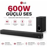 Lg 4.1 Kanal Yapısına Sahip 600 W Ev Sineması Soundbar ve Harici Subwoofer Sistemi Optik ve HDMI Arc Uyumlu Gelişmiş Ses Cihazı - Siyah