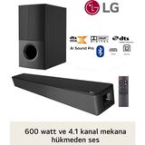 Lg Ev Sinema & Soundbar Sistem Dts Virtual: x 600W Yüksek Ses ve Kalite, 4.1 Kanal Sinema Deneyimi, Kablosuz Bluetooth Optik, HDMI ve USB Ses Sistemi - Siyah