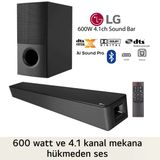 Lg Kablosuz Bluetooth +Hdmı + Optik Bağlantı 4.1 Kanal Siyah , 600 W Güçlü Ses, Bluetooth Yüksek Ses Gerçek Soundbar ve Ses Sistemi