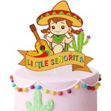 LHCING Little Senorita Doğum Günü Pastası Süsü - Kız Bebek Partisi - Cinsiyet Açıklaması Bebek Senoria On Her Way - Parlak Sombrero Meksika Fiesta Parti Dekorasyonu