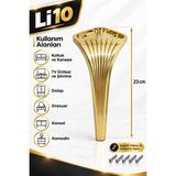Li 10 Lotus 23 cm Gold Plastik Ayak Koltuk , Tv Ünitesi , Şömine ,konsol , Komodin , Dolap , Dresuar , Mobilya Ayağı - krom