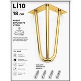 Li 10 Mil Martı Ayak Metal 3 Boru 18 cm , Krom Kaplama Mobilya,tv Ünitesi,dolap,koltuk,kanepe,masa,sehpa,baza,komodin,mobilya Ayağı - gold