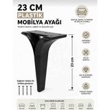 Li 10 Nergis 23 cm Siyah Plastik Mobilya Ayagı Koltuk Tv Ünitesi Komodin Dolap Konsol Ayağı