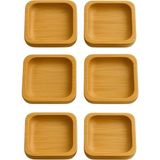 Lı Kare Sunum ve Servis Kase Seti 100 Doğal Bambu 9x9 cm