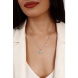 Lia Berto Aqua Taşlı Göz 925 Ayar Gümüş Kolye