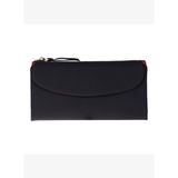 ÉLIA Double Band Noir Black-Red Large Deri Kadın Cüzdan & Clutch