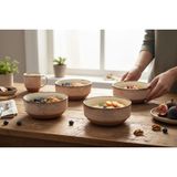 Lia Porselen 2 Parça Granola ve Salata Kase Seti 14 cm - Reactive Pembe