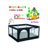 liabebek OYUNCAKLI Kare Bebek Ve Çocuk Oyun Alanı 120x120cm SİYAH