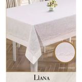 Liana Model Krem 160X220 Cm Keten Dantel Masa Örtüsü Şık Yemek Masası Dekoratif