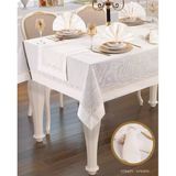 Liana Yemek Takımı Masa Seti 12 Kişilik 26 Parça 155 × 220 Cm Runner Set Krem-Krem