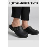 Liarca 2 Adet Gönderilecektir - Hydroflex Unisex Siyah Anatomik Destekli Yumuşak Taban Kapalı Plaj Havuz Terliği - Günlük Hafif Islak Zemin Kaymaz Ev ve Dış Mekan Spor Banyo Terlik - Siyah