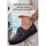 Liarca Blue Boy Marina – Siyah Hakiki Deri Lüks Erkek Tekne Ayakkabısı, Makosen, Loafer ve Casuall Ayakkab