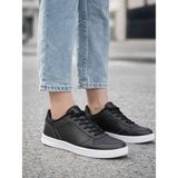 Liarca Düz Taban Unisex Cilt Rahat Tabanlı Günlük Spor Ayakkabı Sneaker 36 37 38 39 40 Numara - Siyah - Beyaz