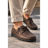 Liarca Nautical Hakiki Deri Kahverengi Siyah Kauçuk Taban Boat Shoe Loafer Makosen Casual Ayakkabı - Kahverengi - Siyah