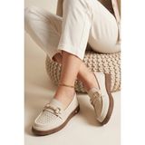 Liarca Odessa Comfort - Ortopedik 4 Nokta Taban Destekli Nefes Alabilir Lazer Kesim Günlük Rahat Krem Rengi Kadın Casual Ayakkabı Hafif Yürüyüş Loafer - Açık Krem - Ten