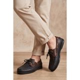 Liarca Royal Marine Siyah Kahve Premium Deri Erkek Loafer - El Işçiliği Özel Tasarım Klasik Gemi Ayakkabısı (Boat Shoe) Serisi - Siyah - Kahverengi