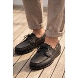 Liarca Royal Marine Siyah Premium Deri Erkek Loafer - El İşçiliği Özel Tasarım Klasik Gemi Ayakkabısı (Boa