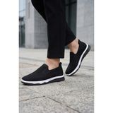 Liarca Ultra Hafif Nefes Alabilir Siyah Beyaz Slip-On Sneaker Günlük Rahat Erkek Spor Ayakkabı - Siyah - Beyaz