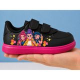 Lias Shoes Kız Çocuk Pembe Taban Çiçekçi Kızlar Baskılı Spor Ayakkabı - Siyah