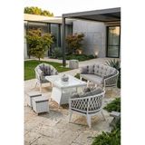 Liatris Serisi 1. Sınıf 3+1+1+2 Puf Beyaz Rattan Gri Minder Bahçe Takımı, Balkon Takımı