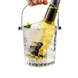 LIBANGRONG-888 EIS Kova Yüksek Kaliteli Cam Buz Kovası, 900 ml, Ev için Şeffaf Şampanya Kovası, Parti Saplı Buz Kovası Yalıtımlı (Renk: B)