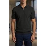LİBASSİNİ Erkek Slim fit Polo Yaka Fermuarlı Kabartma Desenli Poliamid likralı Tişört