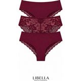 Libella İç Giyim Libella Iç Giyim Libella Iç Giyim Yeni Sezon Premium Büyük Beden Dantelli Lazer Tül Detaylı Şık Brezilya Külot Bordo 3'lü Paket - XL