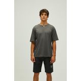 Liber Oversize T-Shirt Koyu Gri Basic Erkek Tişört