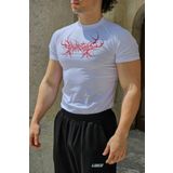 Liber Schwarzwald - Compression Kısa Kollu Spor Beyaz Tişört|Nefes Alan Slim Fit Esnek Antrenman & Fitness