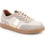 Libero L081.804 Hakiki Deri Süet Detaylı Bal Rengi Termo Taban Kadın Retro Sneaker Ayakkabı - Ekru