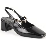 Libero L085.K2675 Taşlı Toka Detaylı Rugan Slingback Kalın Topuklu Kadın Ayakkabı - Siyah
